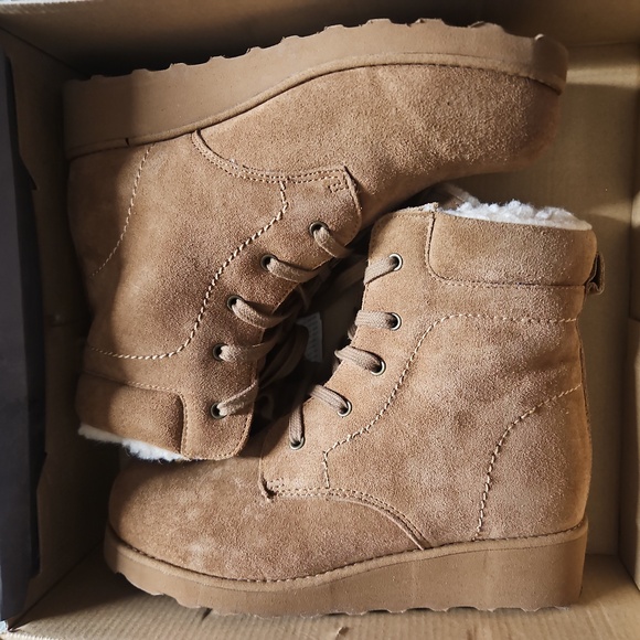 Bearpaw boots phoebe wool fleece lined in and out hickory brown brand new - Picture 1 of 6